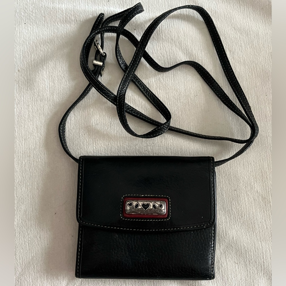 Brighton Black Leather ALL-In-One Organizer Wallet Crossbody Purse Shoulder Bag